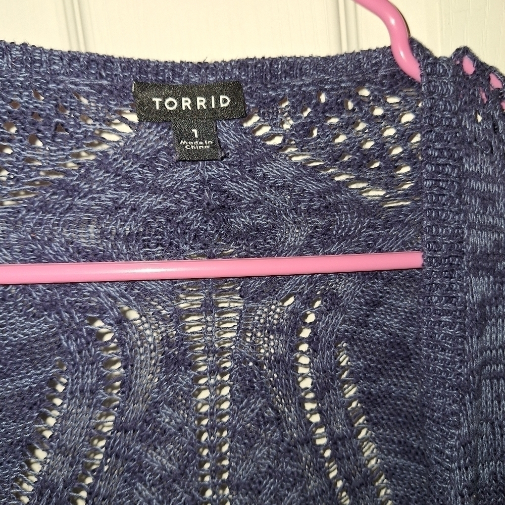 Torrid Blue Cardigan Sweater Size 1 - Picture 6 of 6